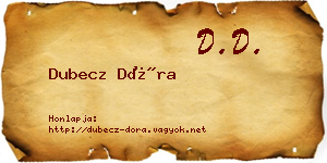 Dubecz Dóra névjegykártya